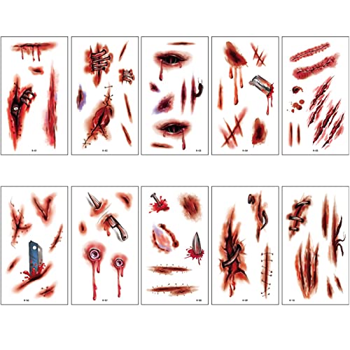 Adesivos de halloween corporal scar falso/cicatrizes reais de sangue/adesivos de maquiagem de ferida decoração