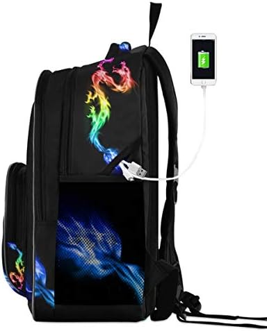 Kids Backpack Fire Rainbow Dragon três camadas Arc Bookbag para meninos meninas escolar