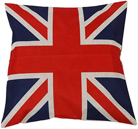 Huacel British Vintage Style Union Jack Flag da bandeira Caixa de linho de linho de algodão Decorativo Caso de almofada de almofada 18x18 polegadas - Bandeira do Reino Unido