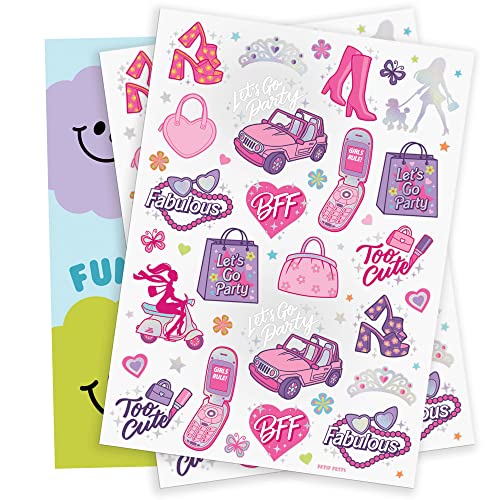 xo, tatuagens temporárias rosa Fetti para meninas - 42 estilos | Mapas de festa de aniversário rosa, favores de festa, decorações fofas, cesta de Páscoa