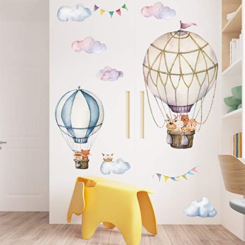 Decalques de parede de balão de ar quente, descasque e vara os balões de animais removíveis de animais de parede decoração de