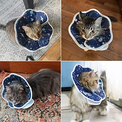 Cone de recuperação de gatos suaves qiyadin, colar de cachorro durável após cirurgia, cura protetora de colarinho elizabetano à prova d'água para gatos e filhotes