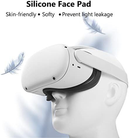 Aodelan VR Cobertura do rosto Compatível com Oculus Quest 2-Silicone VR Cover Pad, melhor experiência de jogo, vazamento anti-luz, à prova de suor, anti-deslizamento, lavável