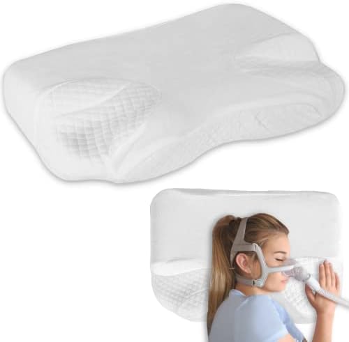Braceability CPAP travesseiro - Lateral de contorno de contorno ortopédico Posicional de Memória Posicional Posicional Para Prevenção de Prevenção Anti -Snoramento Terapia de Auleia Nasal para Homens e Mulheres