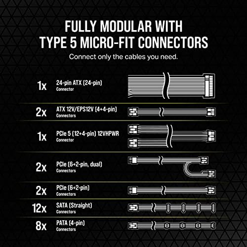 CORSAIR RM850X MUITO ATX TOTALMENTE MODULAR ATX - Interface lateral modular - Compatível de ATX 3.0 e PCIE 5.0 - Modo
