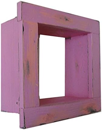 Exibição quadrada de madeira de madeira/madeira - 12 x 12 - rosa quente - Recurso vintage angustiado recuperado decorativo