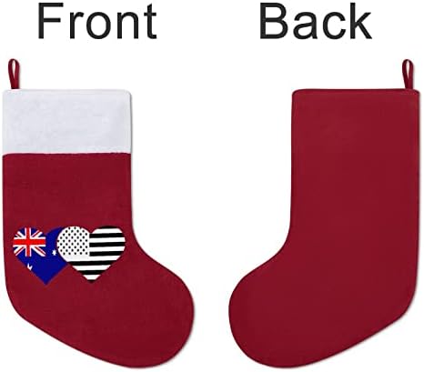 Bandeira australiana e bandeira americana de Natal pendurado meias