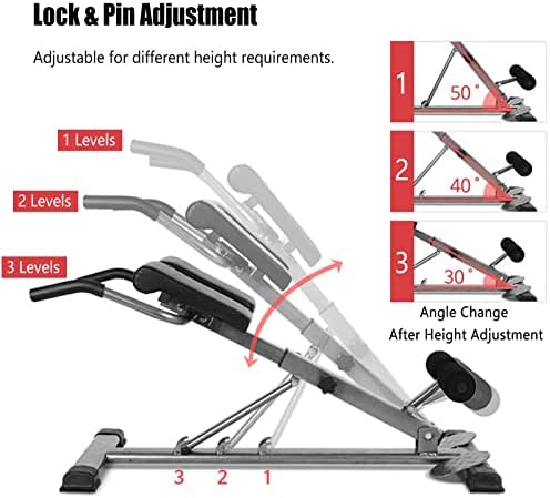 Máquina de hiperextensão reversa, hiper exercícios de aço, cadeira romana ergonômica e dobrável equipamento de condicionamento físico para o treino do abdômen da cintura