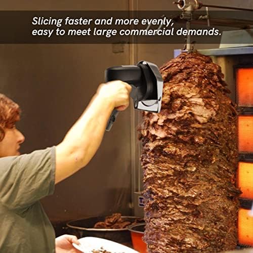 Slicer de kebab de giroscópio elétrico sem fio, 80w Máquina de faca de corte de corte de cortador de shawarma portátil Shawarma, com carregador rápido e 2 potência recarregável, 0,02-0,31 espessura