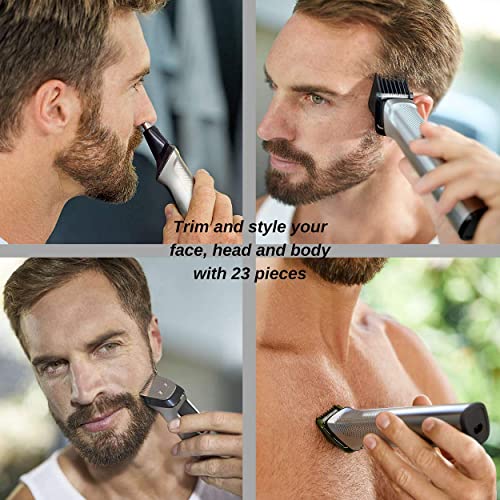 Philips Norelco Multigroom Men's Beard Helfing Kit com Trimmer para o corpo da cabeça, aço sem forma de face com caixa de viagem