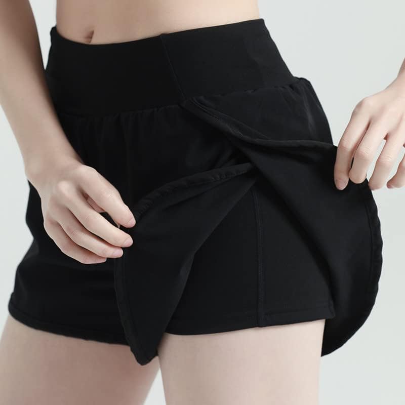 Treino de moda feminina shorts de dupla camada alta shorts elásticos de cintura de verão