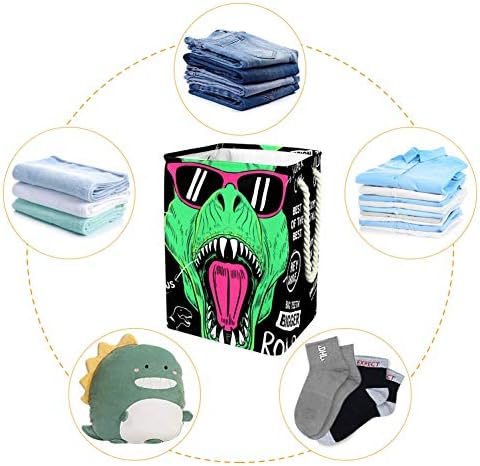 Dinossauro xinante com slogans frios cestos de lavanderia grande, cesto de roupa dobrável, bolsa de roupas dobráveis ​​para o banheiro Brinquedos para casa e organização de roupas