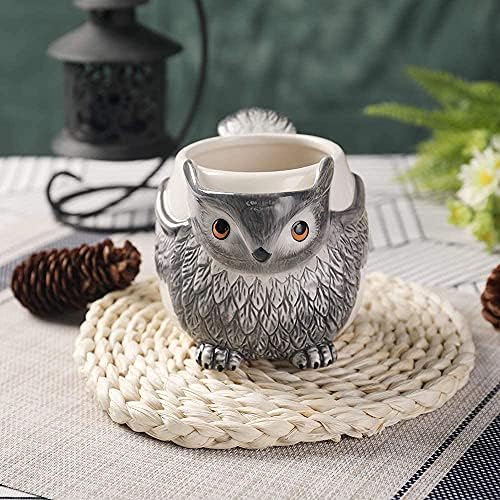 Pulcritudie Owl 17oz Ceramic Caphe Tea Caneca, pintada à mão