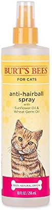 Burt's Bees for Pets Anti-Hairball Cat Spray | Remédio para gatos com óleo de trigo e óleo de girassol | Free de crueldade, sulfato e paraben