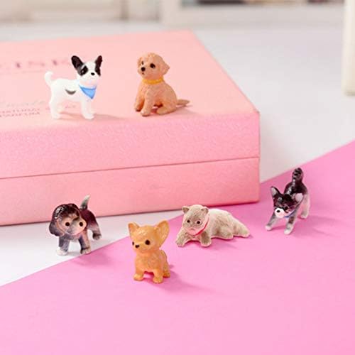 Balacoo 6pcs mini -gato cão estatuetas cães gatos cães estátua estatuetas animais animais miniature cão modelo modelo de brinquedo