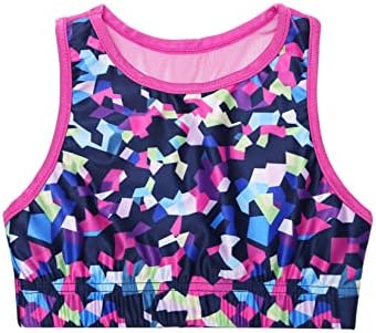 Daenrui Kids Girls Racer Back Sports Bra Crop Top Athletic Perleggings 2 peças Treino de dança Torda de Torda