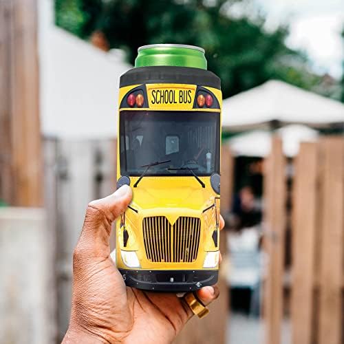 SandJest School Bus Driver Tumbler - 4 em 1 Copo de copo de design Lata - Latas de aço inoxidável de 12 onças