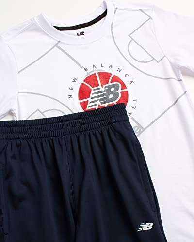 Conjunto ativo de corredor ativo de New Balance Boys-2 peças de t-shirt de manga curta/longa Conjunto de pistas de moletom