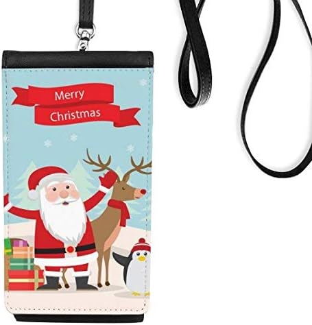 Mass Santa Claus Elk Penguin Festival Phone Policlet bolsa pendurada bolsa móvel bolso preto