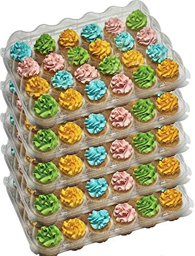 Decony 6-24 Companheiros de cupcake de compartimento Plastic descartável Cutriente de cupcake de cúpula de cúpula plástica Caixas de plástico - Ótimo para cobertura alta - 24 slot cada ...