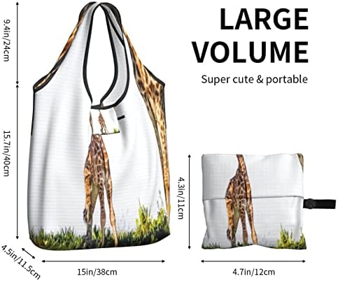 Bolsas de supermercado reutilizáveis ​​de cozinha 3D-Giraffe-Sout-Africa Sacos de compras laváveis ​​bolsas de transporte