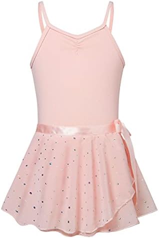 Allifly Ballet Leotards for Girls Dance Dress com saia de lantejoulas brilhantes roupas de bailarina removíveis de 3-9 anos