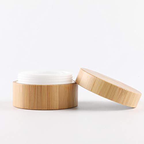 Jarros de bambu queenbox 1pc 1PC Garrafa de cosméticos vazios Recarregável eco-amigável portátil, 15g
