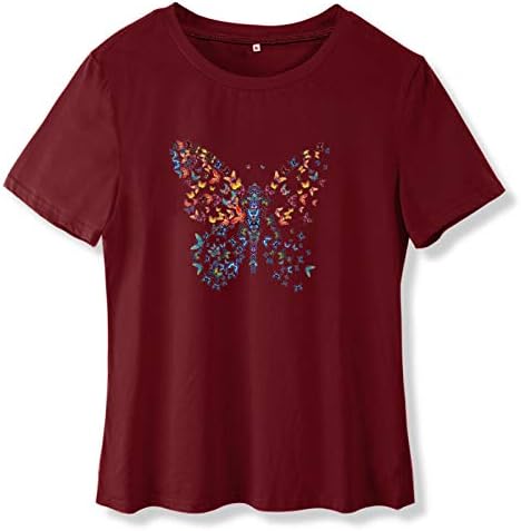 Uikmnh Summer feminino Butterfly Tees T camisetas largas camisas de manga curta