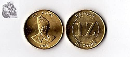 Africana New African New Zaire 1 Zaire Coin 1987 Edição Coleção de presentes de moedas estrangeiras Zâmbia 5 conjuntos