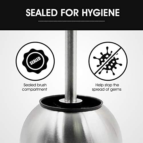 Escova e suporte de vaso sanitário de aço inoxidável - limpador de banheiro conjunto com varinha de lavagem - limpeza pesada