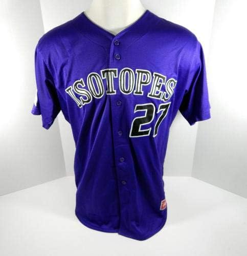 2018 Albuquerque Isotopes Brandon Emanuel 27 Game usado Jersey Purple - Jerseys MLB usada MLB