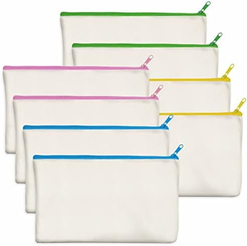 8 bolsas de zíper coloridas de tela de 8 bolsas de maquiagem de lona de lona DIY para vestuário de lona