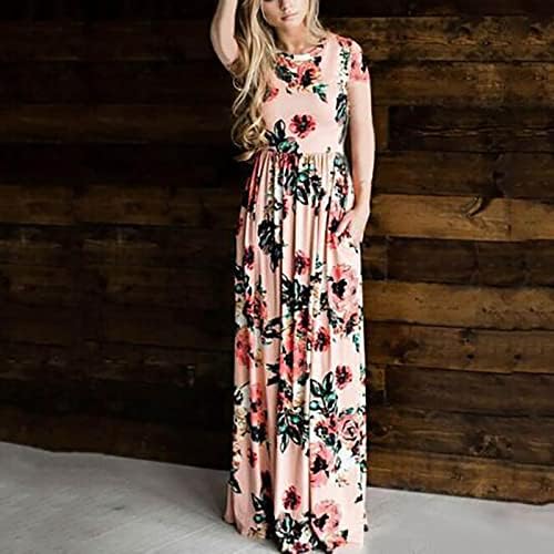 Vestido Fragarn Vintage, vestido de estampa floral de goma de verão de moda feminina