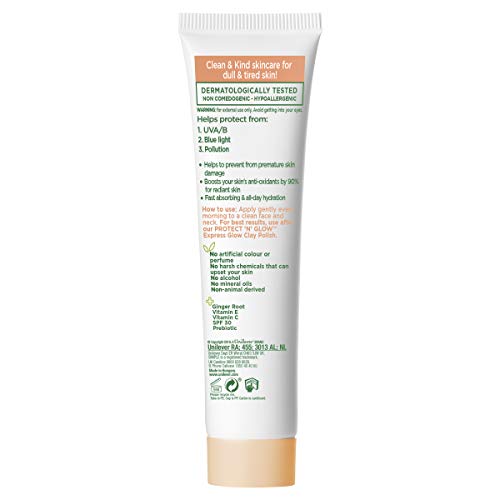 Simples Protect 'n' Glow SPF 30 para a pele brilhante Tripla Protection hidratante Vitamina C Creme de rosto não caloso 40 ml