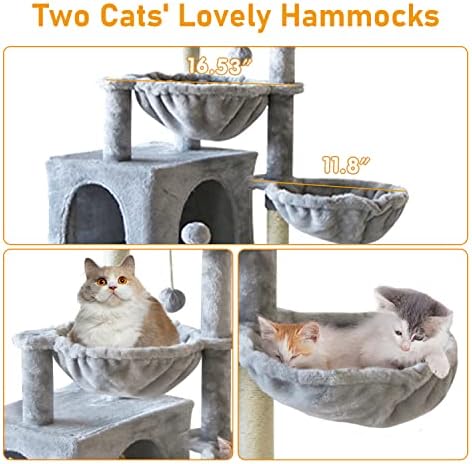 Kiyumi Cat Tree Cat Tower Sisal Posts Scratching Posts condomínio de gato Play House Hammock Jump Plataform Centro