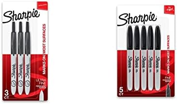 Sharpie marcadores permanentes retráteis, Ultra Fine Point, Black, 3 contagem e marcador permanente de Sharpie, Ponto