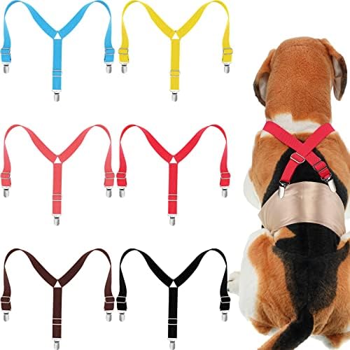 6 PCS Suspenders de fraldas para cachorro para fraldas suspensórios de cães masculinos 3 clipes fraldas de cachorro Suspender para vestido de saia de cachorro para cachorros