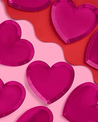 XO, Fetti Placas de coração de folha rosa quente - 25 pacote | Placas de bolo de vday, decorações de festas de feliz aniversário,