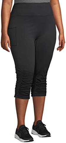 Sob controle, plus size capri leggings para mulheres com barriga de bolso Controle de cintura alta calça de ioga Treino