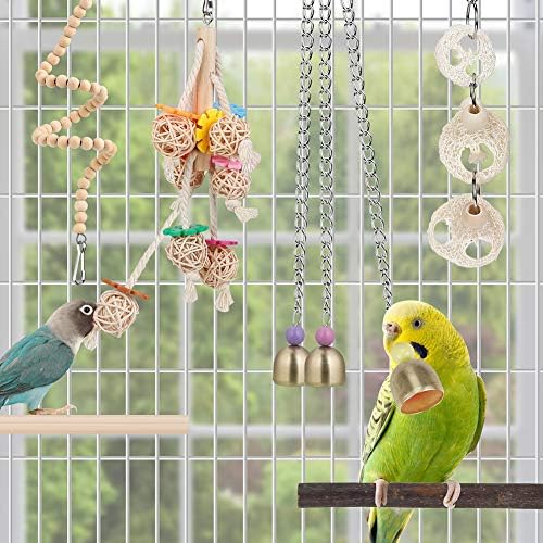 Bird Swing Toys, Hammock Bird Poard Hideaway de coco natural com escada de escada Brinquedos de gaiola de pássaros