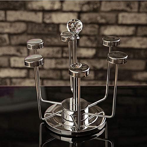 Cabide de vidro de aço inoxidável, elegante copo de vidro de rack/copos de vinho de copos de rack/suportes de haste com 6 ganchos para múltiplos usos, prata j1118, pibm