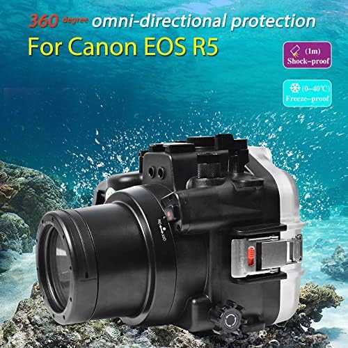 Fropos marinhos Câmera de câmera à prova d'água Compatível com Canon EOS R5 60mm IPX8 40M/130 pés de profundidade de mergulho da câmera subaquática para mergulho, surf, remo, esqui