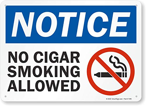 SmartSign S-5087-AL-14 Aviso: sem fumar de charuto permitido SIGN