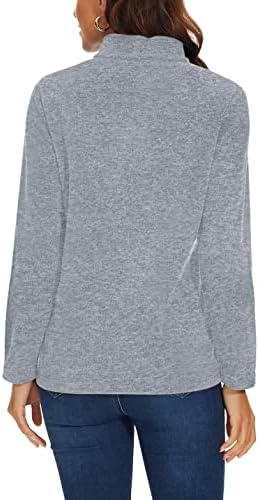 Magcomsen Womens Quarter Zip Pullover de manga longa Camisas de lã Sweatshirt Yoga Athletic Top
