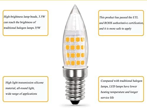 E12 Bulbos de milho LED 3,5W lâmpadas de candelabra LED 35W Lâmpada de halogênio equivalente, luz do dia 6500k para iluminação