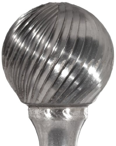 Bassett SD-41 Ball Solid Carbide Bur, acabamento não revestido, corte único, extremidade lisa, 1/8 Shank, 3/32 Diâmetro