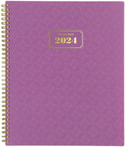 Planejador semanal e mensal de 2024 de 2024, 8-1/2 x 11, grande, emblema, azulejo UV