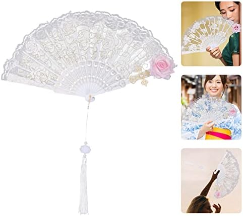 Fã de Abaodam Vintage Dobring Flower Staves Party Prop para o vestido de renda de dança de noiva sofisticada de bambu