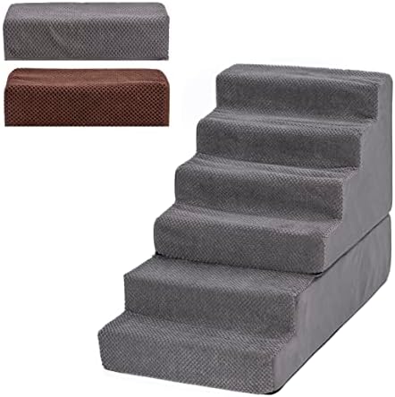 Escadas de cachorro para cães pequenos, 6 camadas de etapas com espuma de alta densidade e tampa removível para pegar o sofá