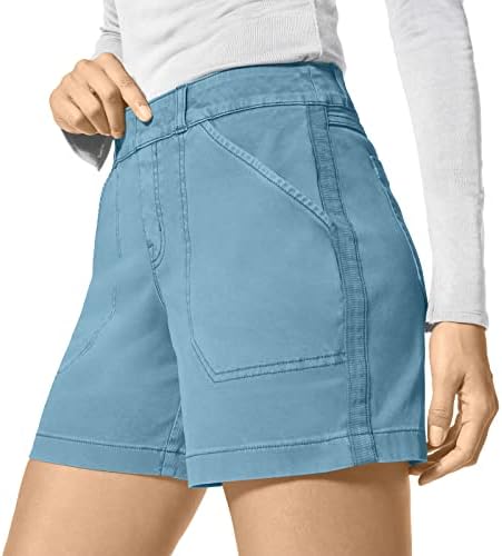 Shorts shorts de sarja de trechos femininos shorts de caminhada regularmente com bolsos de verão shorts atléticos casuais chino bermuda curto